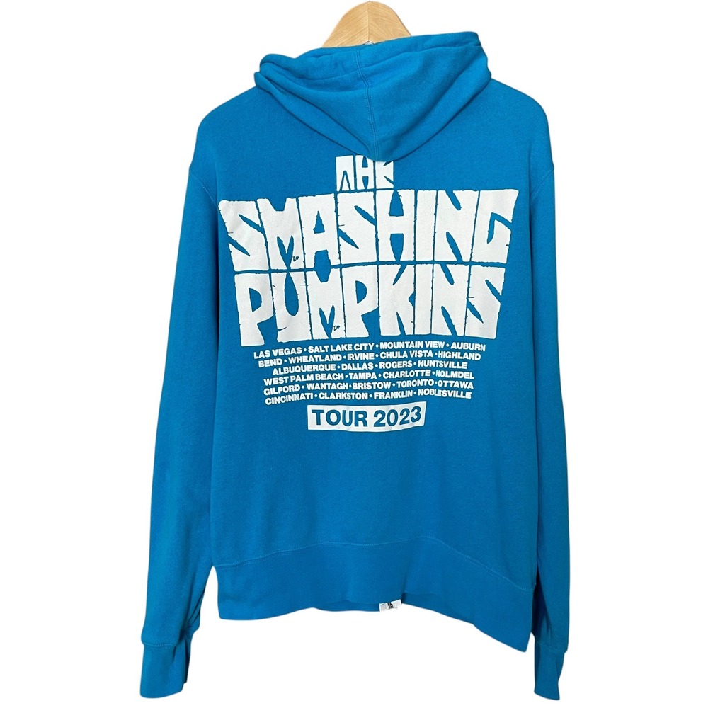 Smashing Pumpkins The World Is A Vampire Blue Zip Up Hoodie Medium 2023 Tour